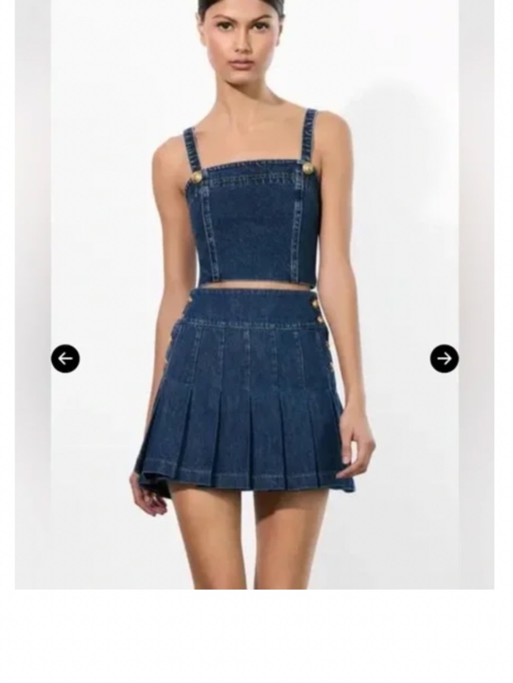 Alice And Olivia Denim Pleated Mini Skirt Size 27 - Picture 5 of 8